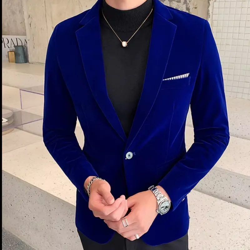 Men's Luxurious Slim Fit One-Button Velvet Blazer | Ideal for All Seasons
