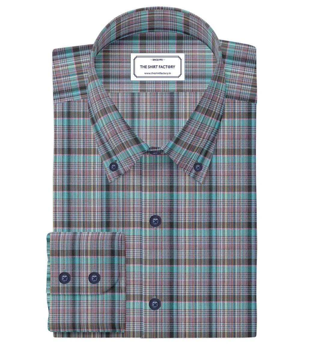 Men's Premium Cotton Multicolour Checked Shirt (10359)