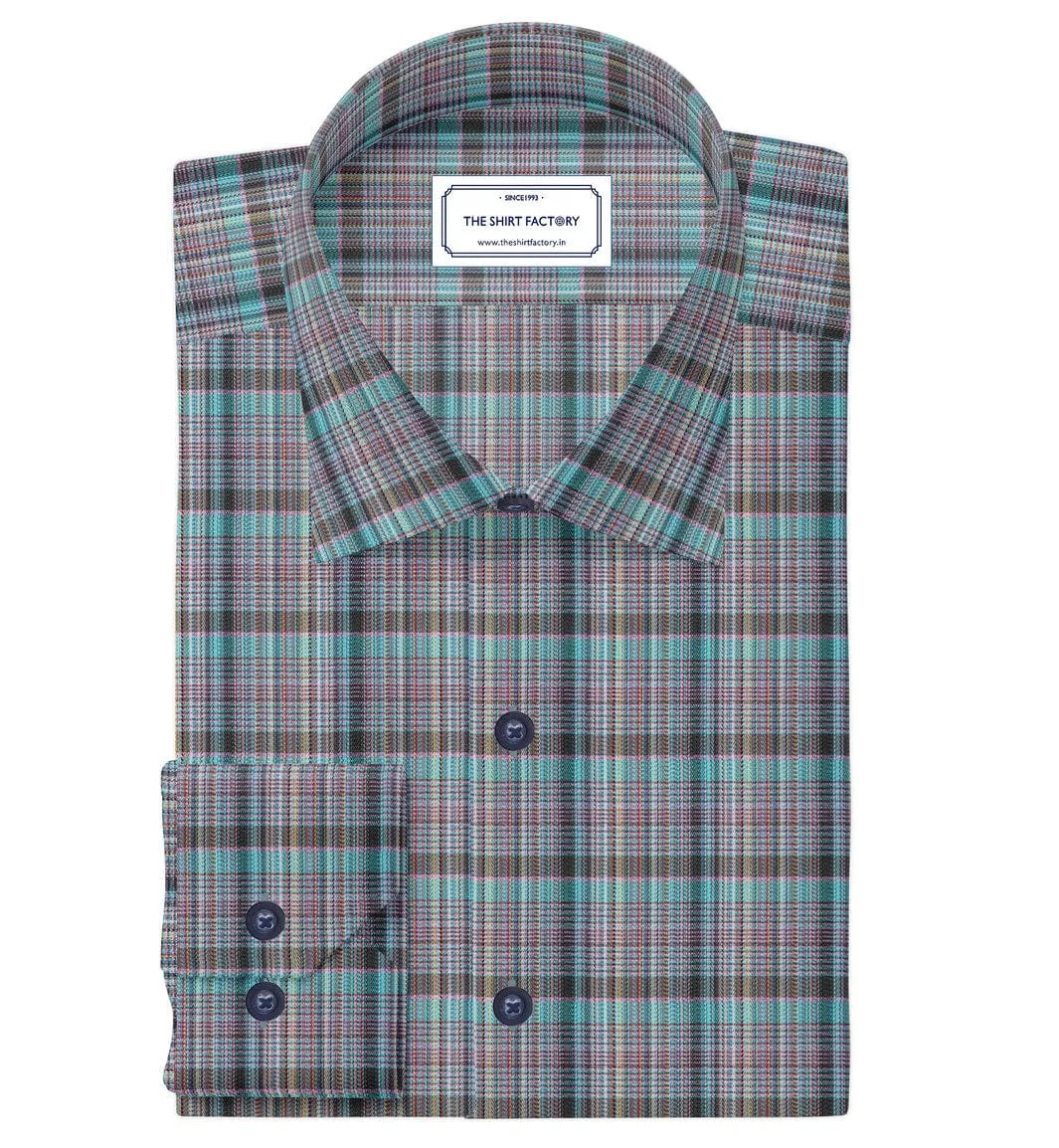 Men's Premium Cotton Multicolour Checked Shirt (10359)