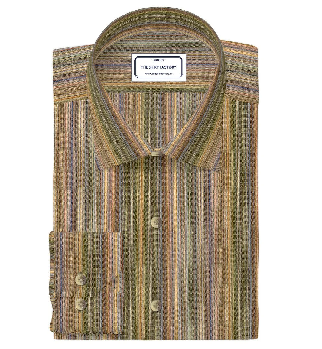 Men's Premium Cotton Multicolour Striped Shirt (10366)
