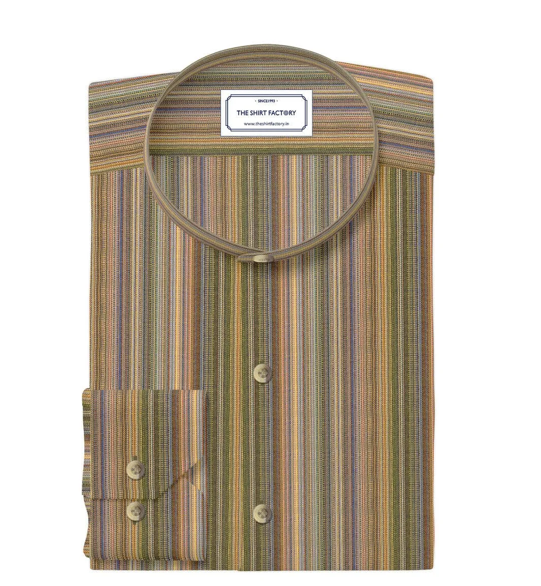 Men's Premium Cotton Multicolour Striped Shirt (10366)