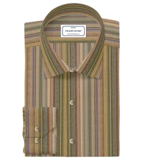 Men's Premium Cotton Multicolour Striped Shirt (10366)