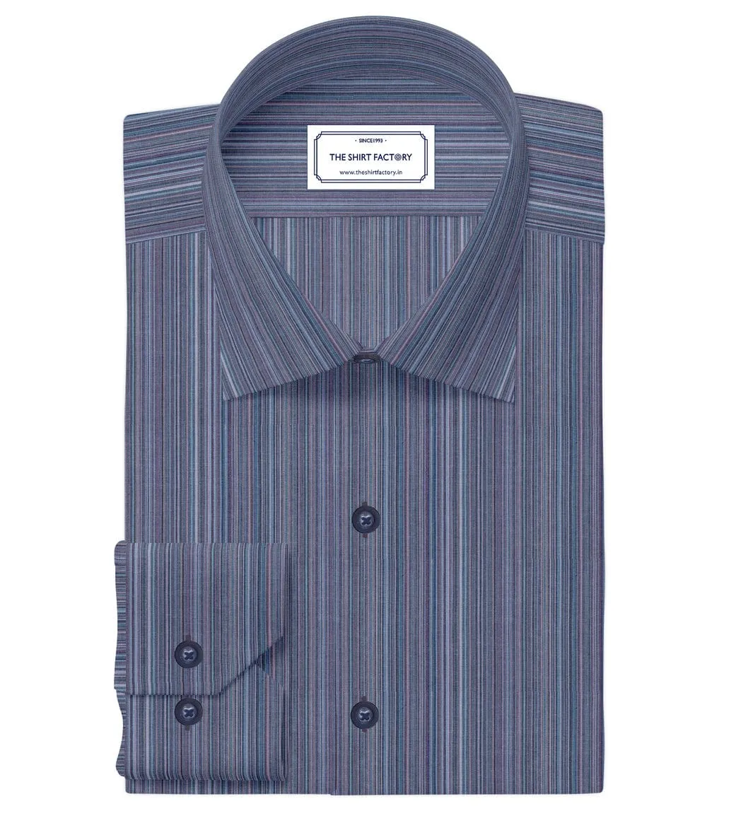 Men's Premium Cotton Multicolour Striped Shirt (10369)