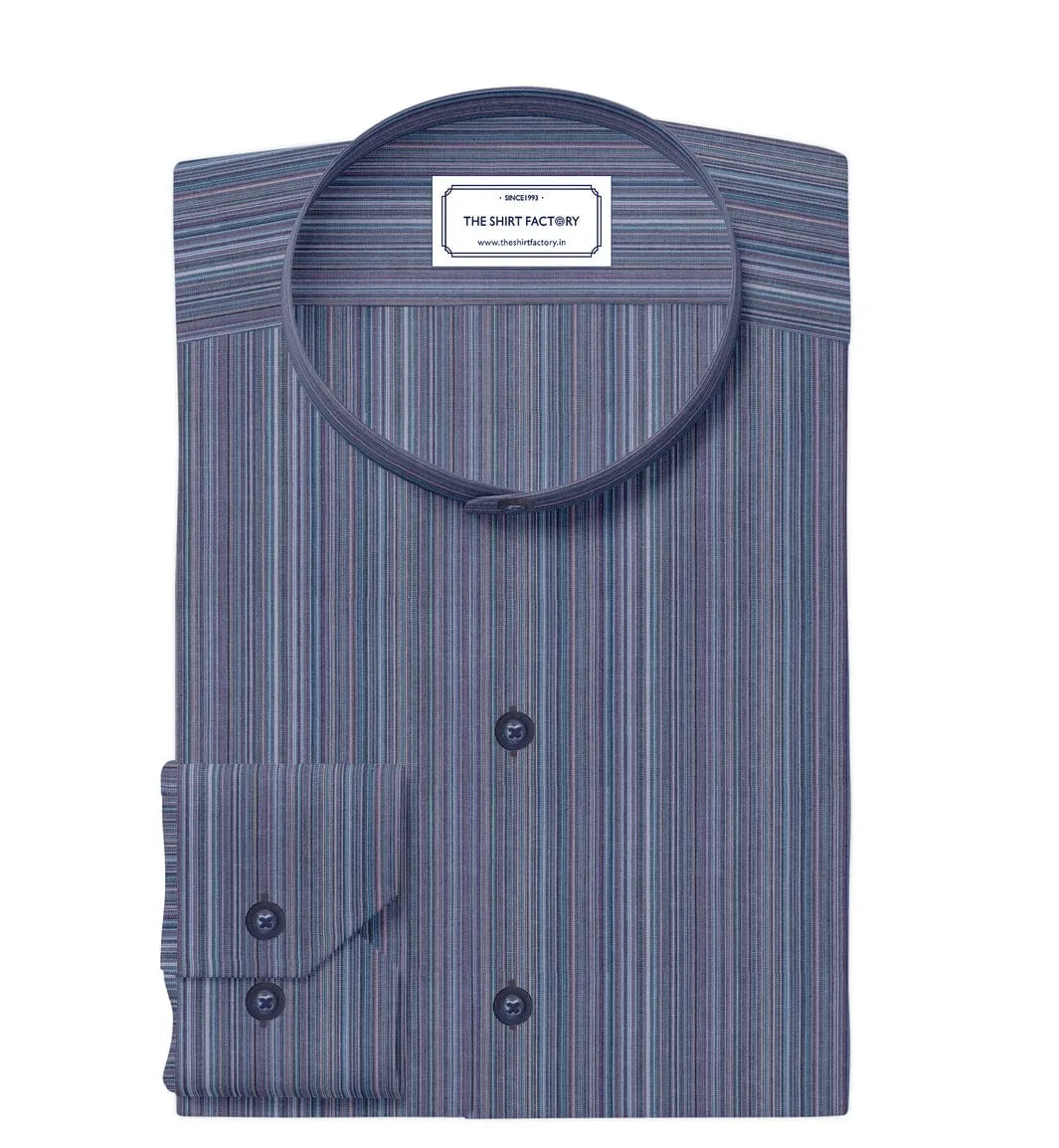 Men's Premium Cotton Multicolour Striped Shirt (10369)