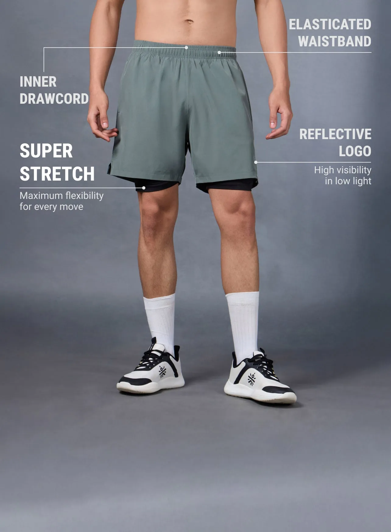 Men's Run Elevate Green Integrated Shorts