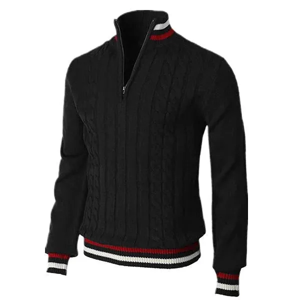 Men's Winter Casual Slim Pullover Zipper Sweater
