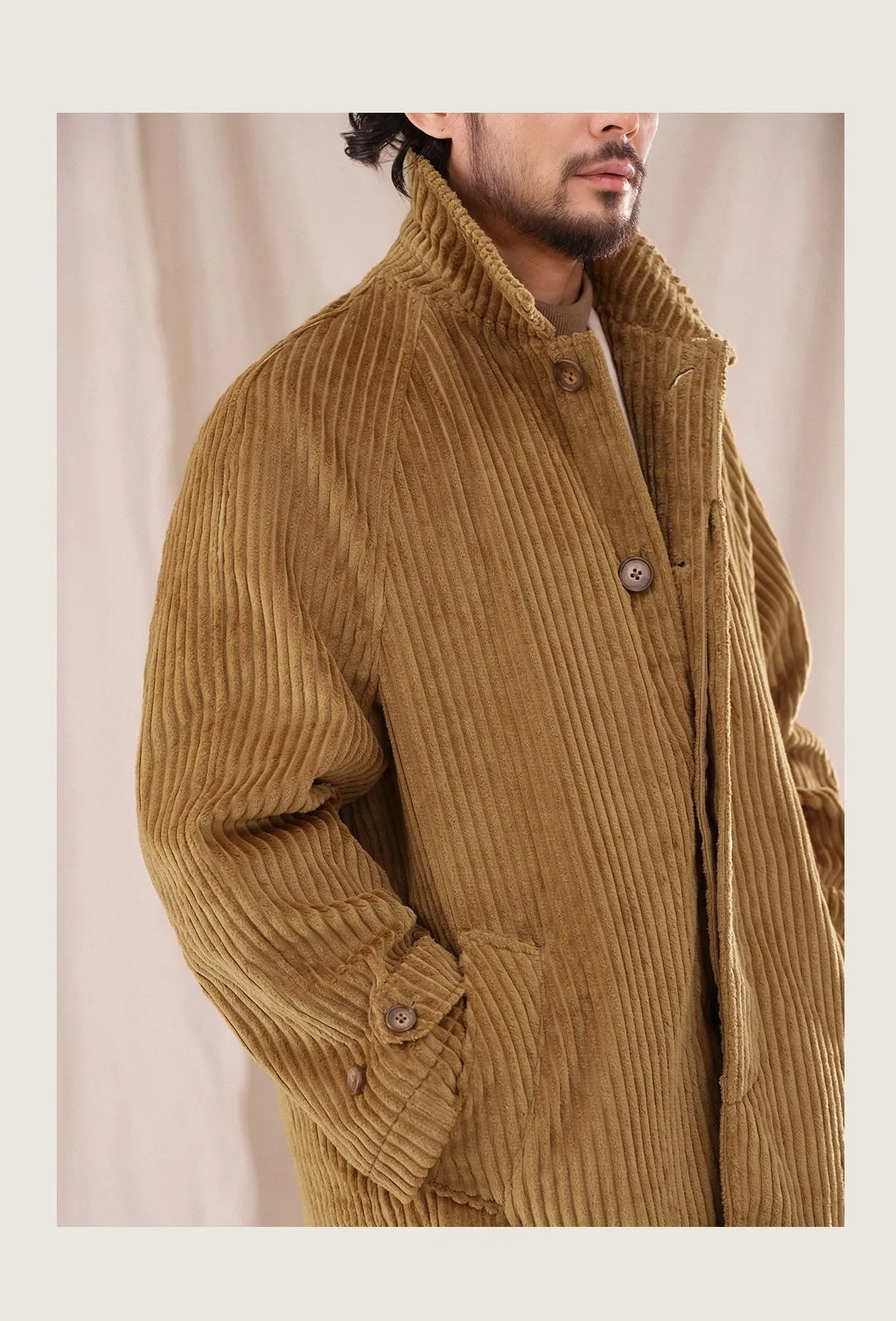 Mid-Length Corduroy Coat