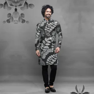 Midnight Slate Deep Black Kurta
