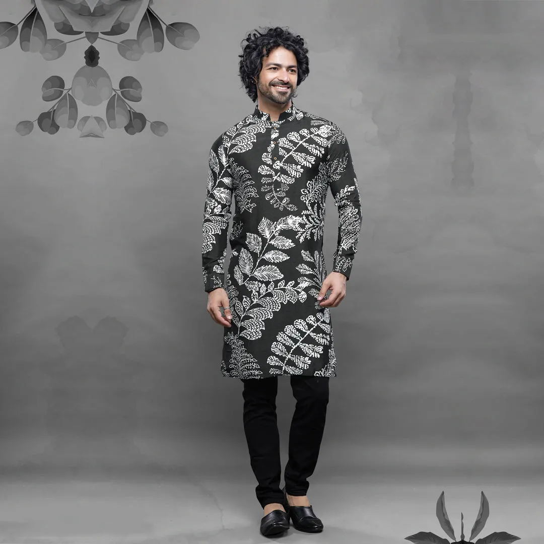 Midnight Slate Deep Black Kurta