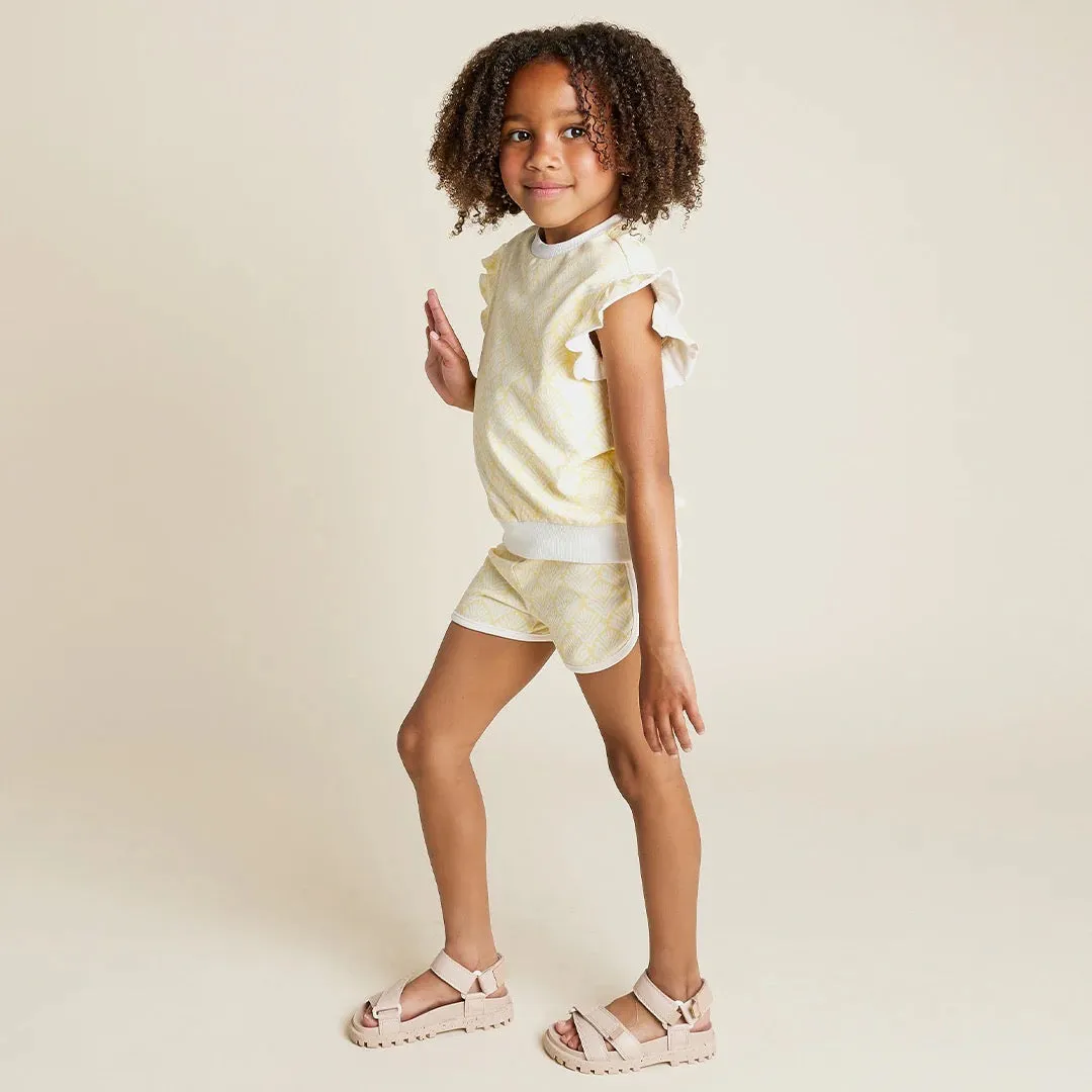 Miles The Label - Canary Beachcomber Print Girls' Terry Shorts