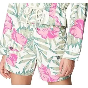 New BlankNYC Beach Blossom Denim Shorts Womens 27 Pink Floral Hibiscus