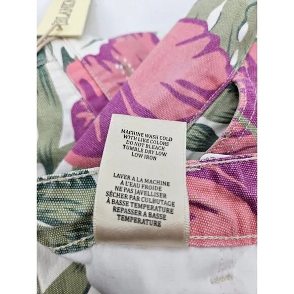 New BlankNYC Beach Blossom Denim Shorts Womens 27 Pink Floral Hibiscus