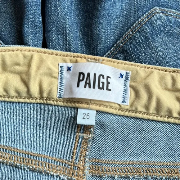 New Paige Jimmy Jimmy Short high rise roll hem cuff cutoff denim shorts