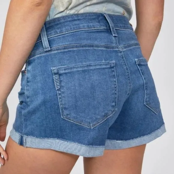 New Paige Jimmy Jimmy Short high rise roll hem cuff cutoff denim shorts