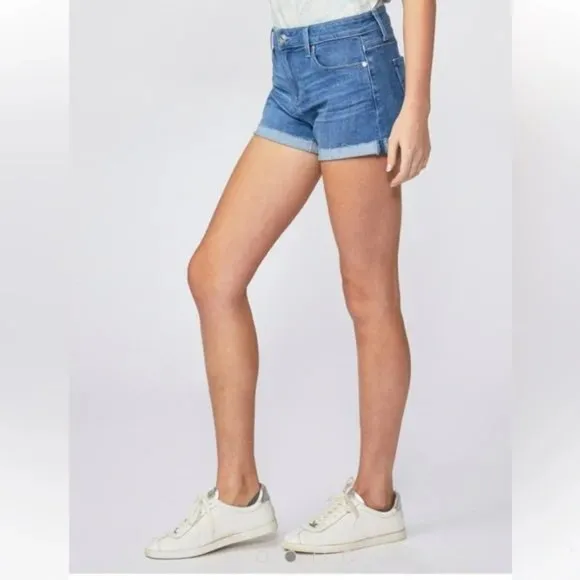 New Paige Jimmy Jimmy Short high rise roll hem cuff cutoff denim shorts