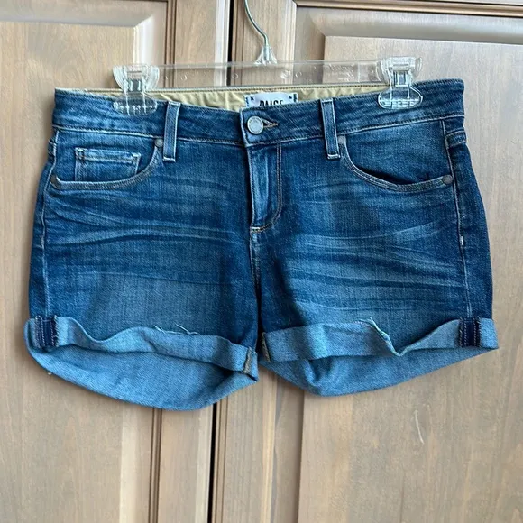 New Paige Jimmy Jimmy Short high rise roll hem cuff cutoff denim shorts
