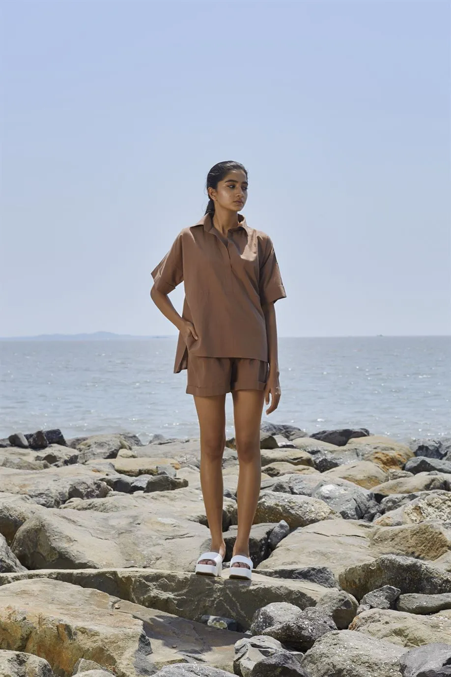 New Season Summer/Fall 2024-Coord Set Ekin Shirt Cotton Beige-MT Ekin Shirt Coord Set-NA Slub Beige-Fashion Edit Mati