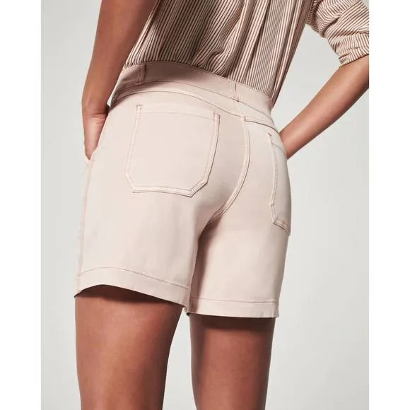 NEW SPANX stretch twill shorts in pale pink