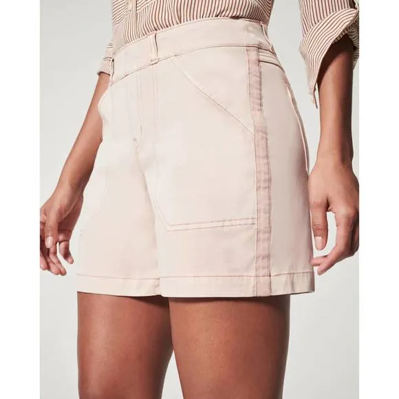 NEW SPANX stretch twill shorts in pale pink