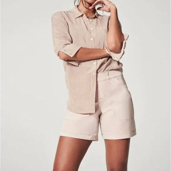 NEW SPANX stretch twill shorts in pale pink