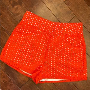 NWOT Never A Wallflower Amy Orange Eyelet 2 Pocket Shorts XS