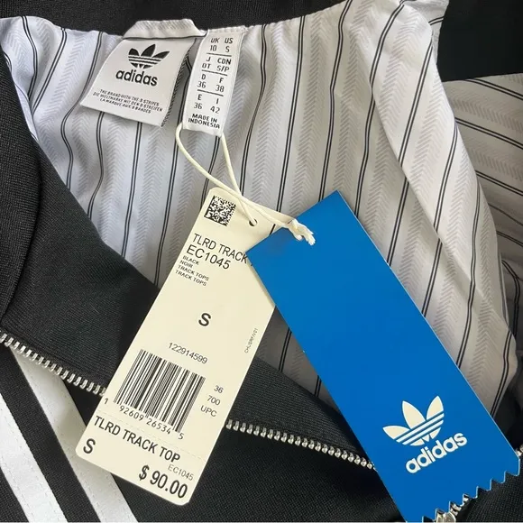 NWT ADIDAS TLRD ZIP UP LONG SLEEVE TRACK JACKET SIZE SMALL IN BLACK AND WHITE