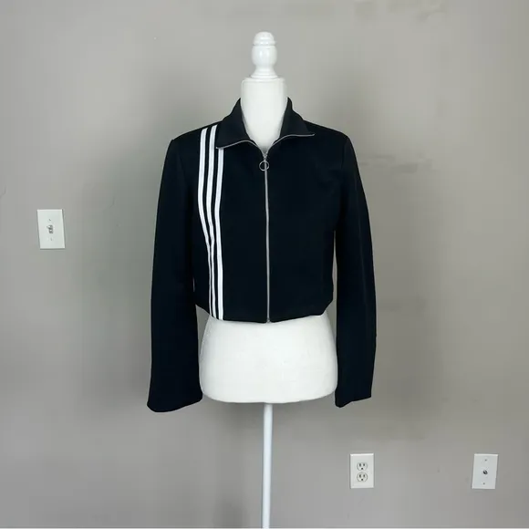 NWT ADIDAS TLRD ZIP UP LONG SLEEVE TRACK JACKET SIZE SMALL IN BLACK AND WHITE