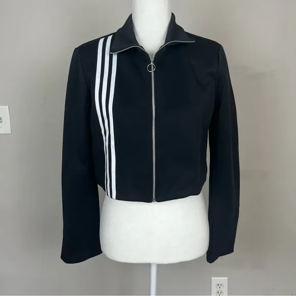 NWT ADIDAS TLRD ZIP UP LONG SLEEVE TRACK JACKET SIZE SMALL IN BLACK AND WHITE
