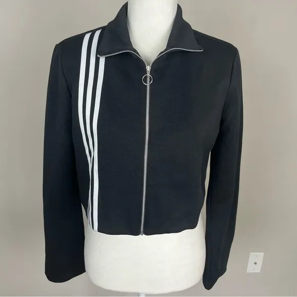 NWT ADIDAS TLRD ZIP UP LONG SLEEVE TRACK JACKET SIZE SMALL IN BLACK AND WHITE