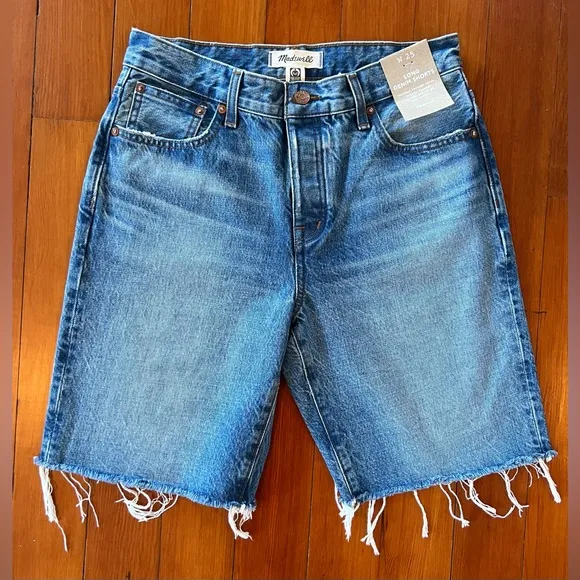 NWT Madewell Long Denim Shorts in Pedersen Wash - 25