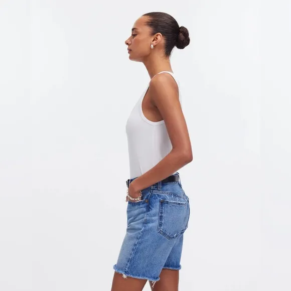 NWT Madewell Long Denim Shorts in Pedersen Wash - 25