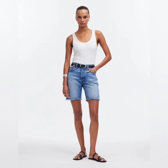 NWT Madewell Long Denim Shorts in Pedersen Wash - 25