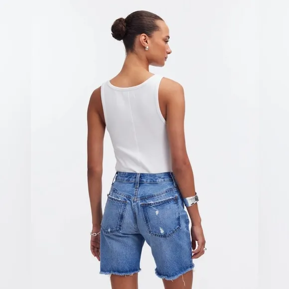 NWT Madewell Long Denim Shorts in Pedersen Wash - 25