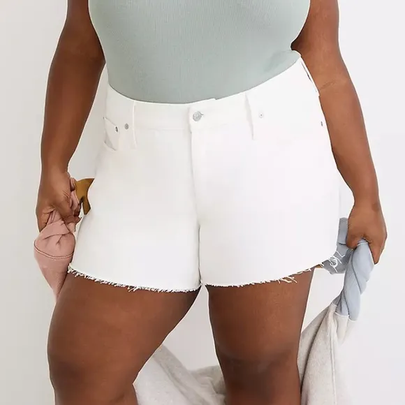 NWT MADEWELL Plus Relaxed Denim Shorts Tile White 20W