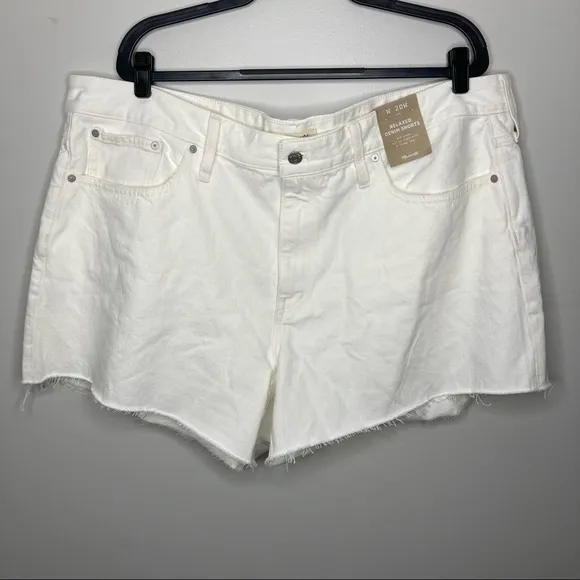 NWT MADEWELL Plus Relaxed Denim Shorts Tile White 20W