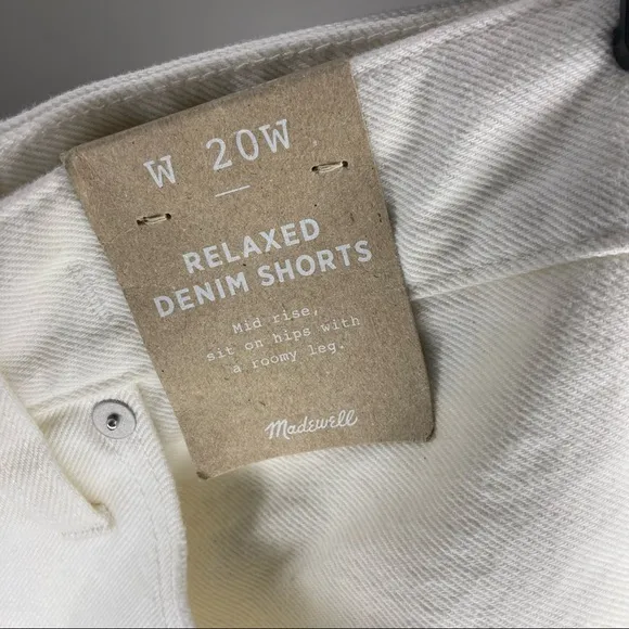 NWT MADEWELL Plus Relaxed Denim Shorts Tile White 20W