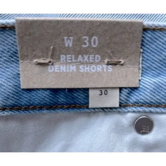 NWT Madewell Relaxed Denim Shorts in Essen Wash, Size 30