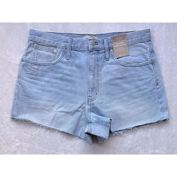 NWT Madewell Relaxed Denim Shorts in Essen Wash, Size 30
