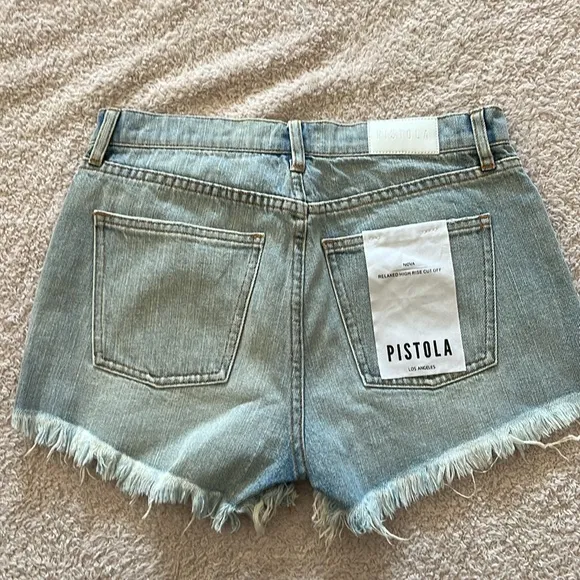 NWT Pistola Nova Relaxed High Rise Cut Off Denim Shorts Size 27