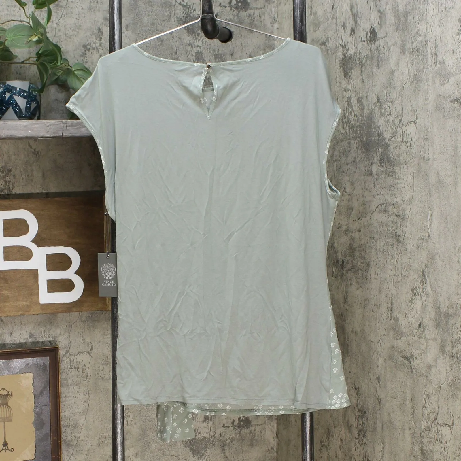 NWT Vince Camuto Womens Soft Texture Mixed Media Top. 650811 Large