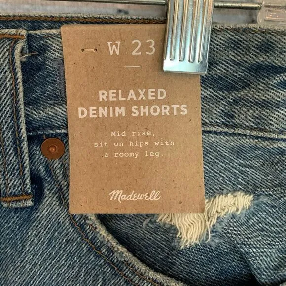 NWT Madewell relaxed denim shorts. Size 23