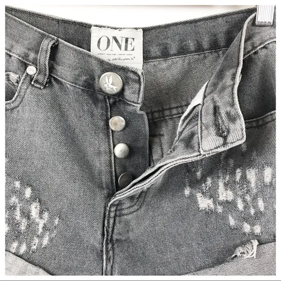 One by One Teaspoon Hawks Relaxed Fit High Rise Denim Shorts Size 26