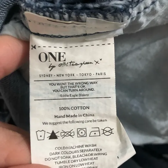 One Teaspoon Chargers Distressed Jean Boyfriend Shorts Blue Denim Size 25