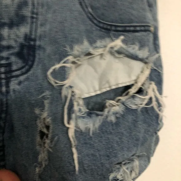 One Teaspoon Chargers Distressed Jean Boyfriend Shorts Blue Denim Size 25