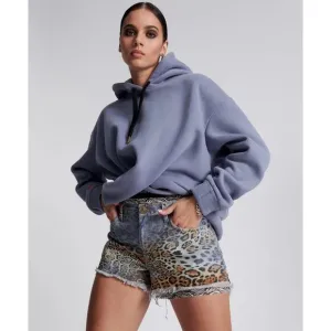 One Teaspoon-NWT-Bandits Mid Waist Relaxed Denim Shorts -Leoparty Sz:23 Ret$140