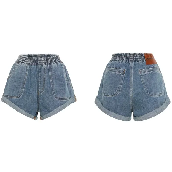 One Teaspoon NWT Cobaine Hunters Mid Length Relaxed Shorts Blue  XS MSRP $120