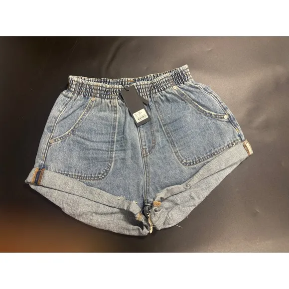 One Teaspoon NWT Cobaine Hunters Mid Length Relaxed Shorts Blue  XS MSRP $120