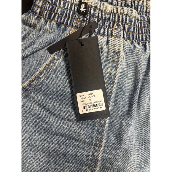 One Teaspoon NWT Cobaine Hunters Mid Length Relaxed Shorts Blue  XS MSRP $120