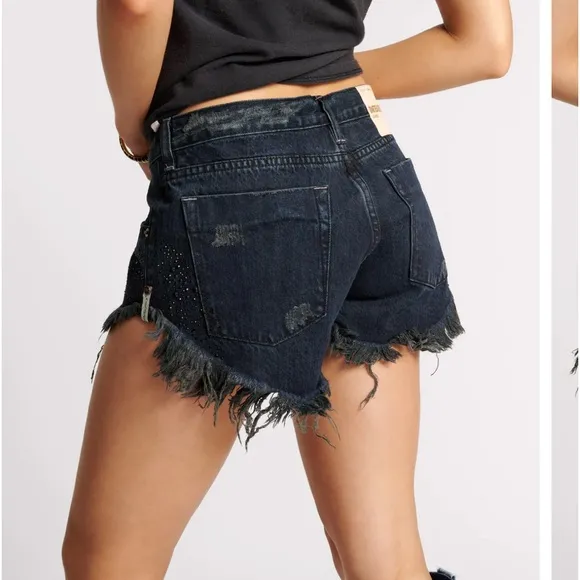 ONE TEASPOON -STONED COWBOY DUKES LOW WAIST DENIM SHORTS