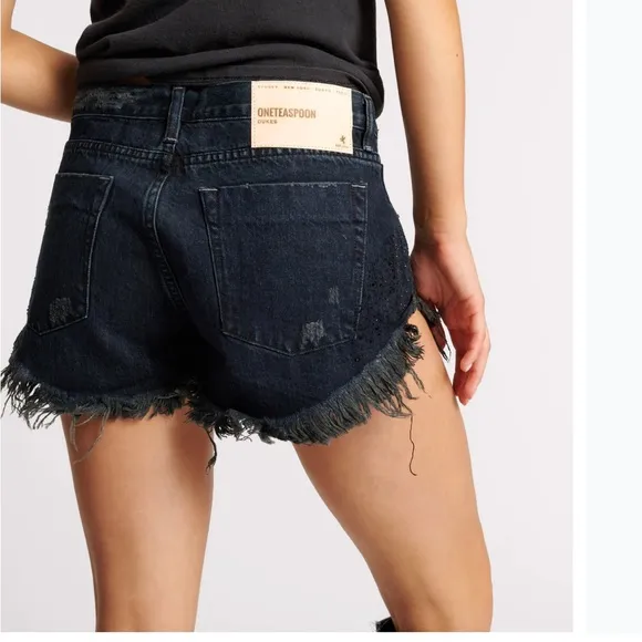ONE TEASPOON -STONED COWBOY DUKES LOW WAIST DENIM SHORTS